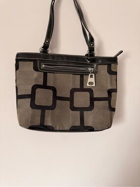 Nine West Black and Taupe Geometric Shoulder Bag
